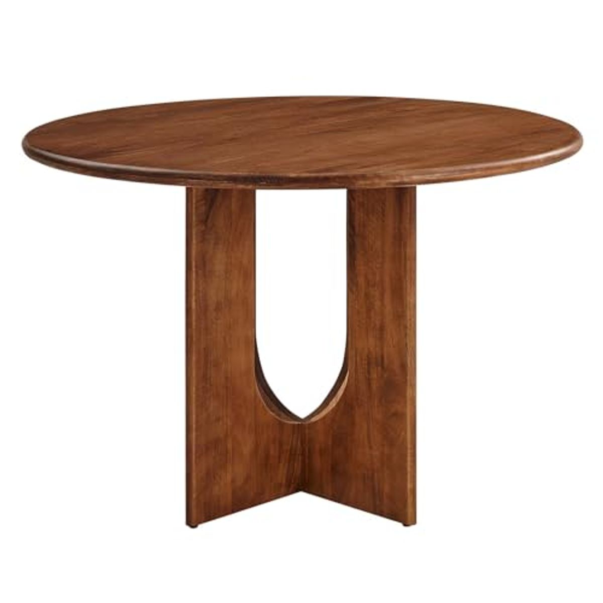 Modway Rivian 48 Inch Mango Wood Walnut-Modern Round Dining Intersecting Pedestal Base, Seats 4 to 6, Kitchen Breakfast Table