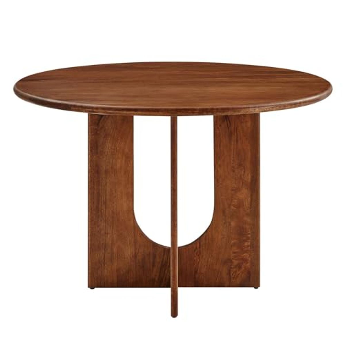 Modway Rivian 48 Inch Mango Wood Walnut-Modern Round Dining Intersecting Pedestal Base, Seats 4 to 6, Kitchen Breakfast Table