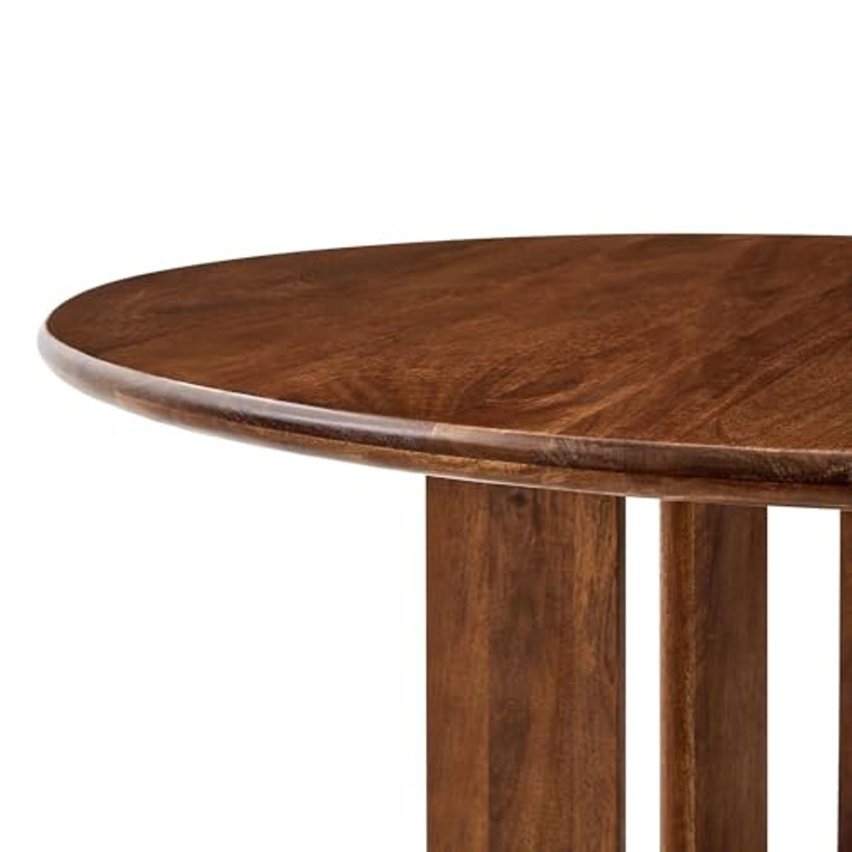 Modway Rivian 48 Inch Mango Wood Walnut-Modern Round Dining Intersecting Pedestal Base, Seats 4 to 6, Kitchen Breakfast Table