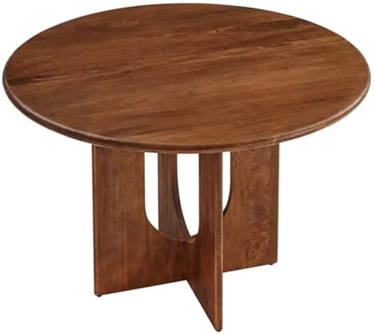 Modway Rivian 48 Inch Mango Wood Walnut-Modern Round Dining Intersecting Pedestal Base, Seats 4 to 6, Kitchen Breakfast Table