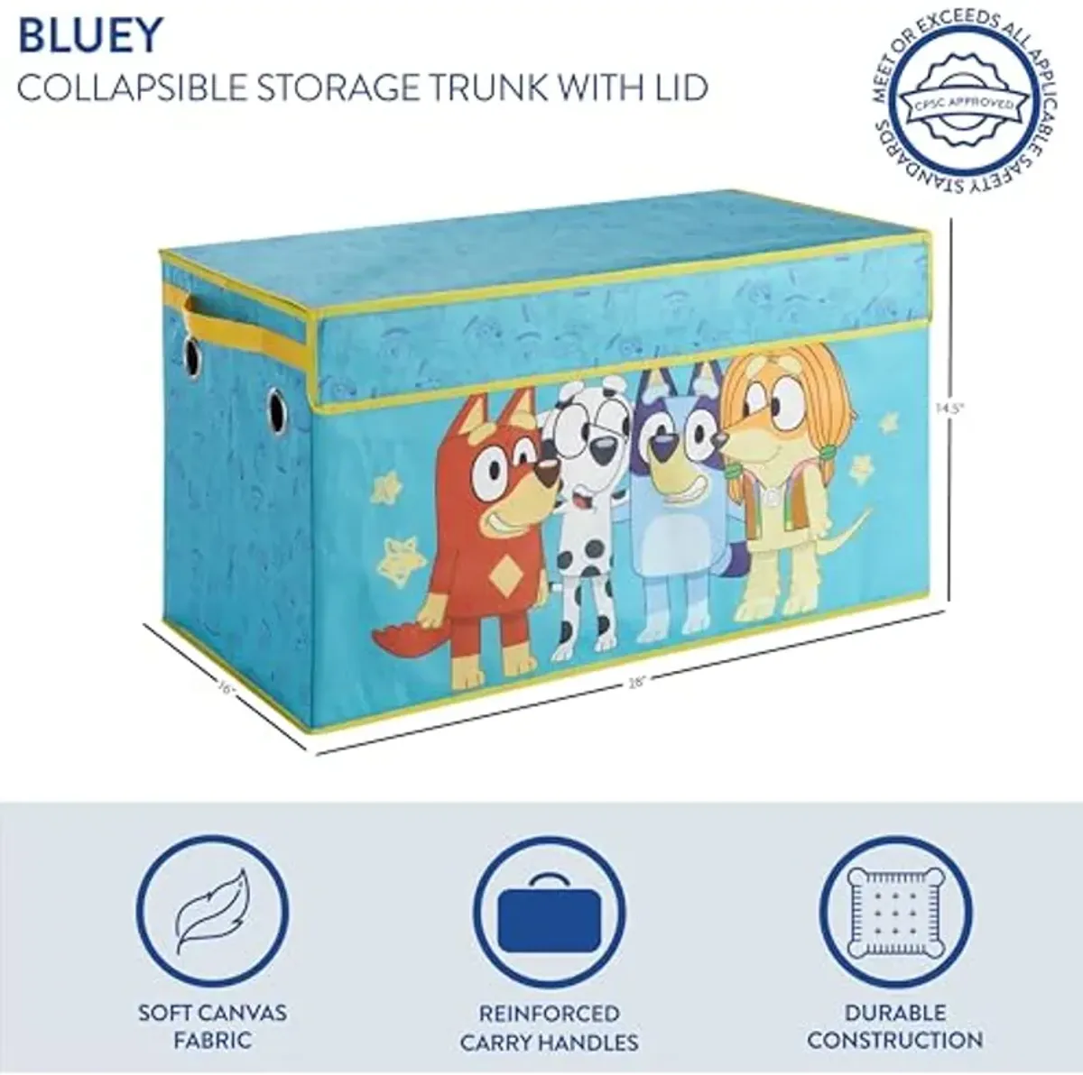 Idea Nuova Bluey Collapsible Storage Trunk, Durable with Soft Lid, 28.5"x14.5"x16"