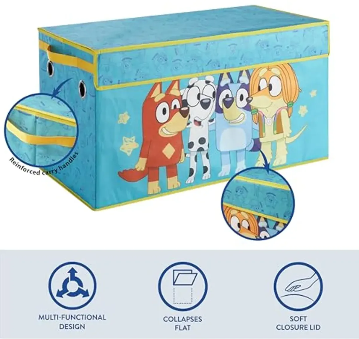 Idea Nuova Bluey Collapsible Storage Trunk, Durable with Soft Lid, 28.5"x14.5"x16"