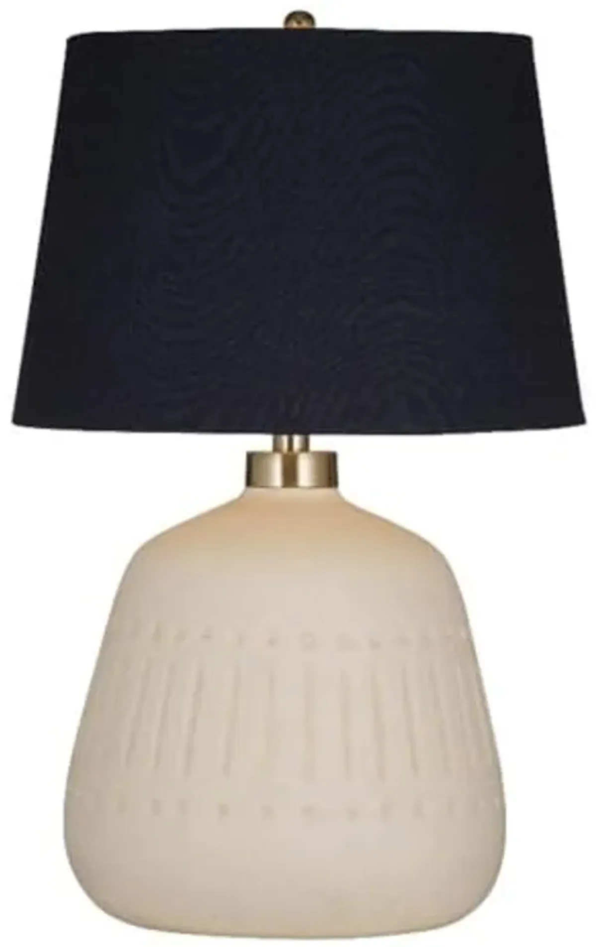 Bassett Mirror Company Journey Table Lamp in Cream Ceramic with Black Shade