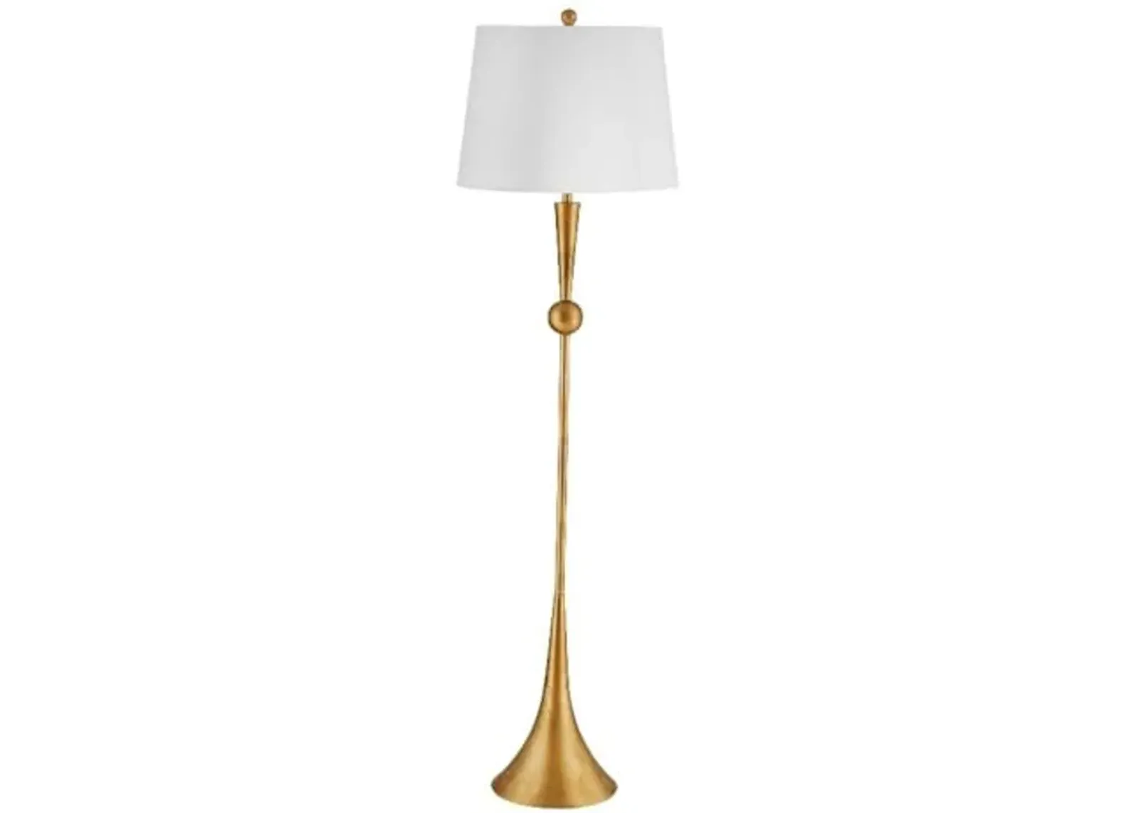 Bassett Mirror Company Gold Contemporary Fluted Metal Floor Lamp