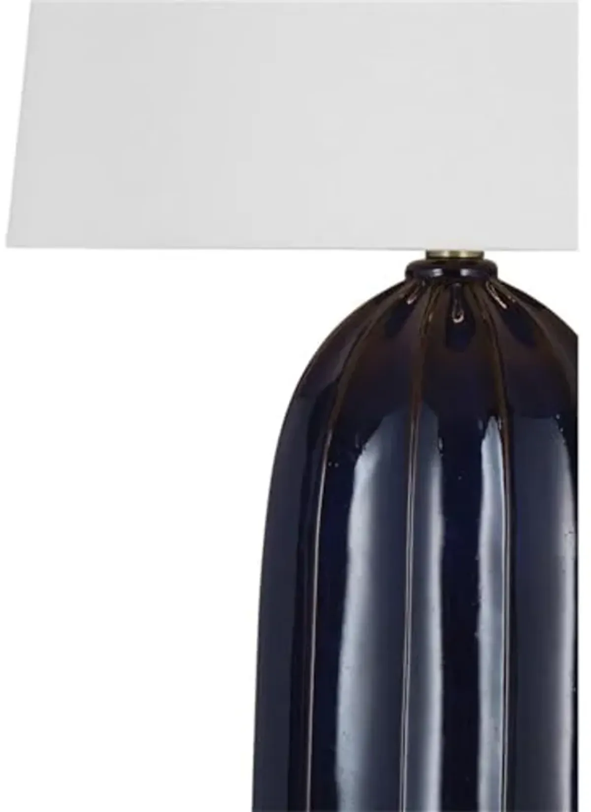 Susan Table Lamp in Ridged Navy Ceramic with Brass Base