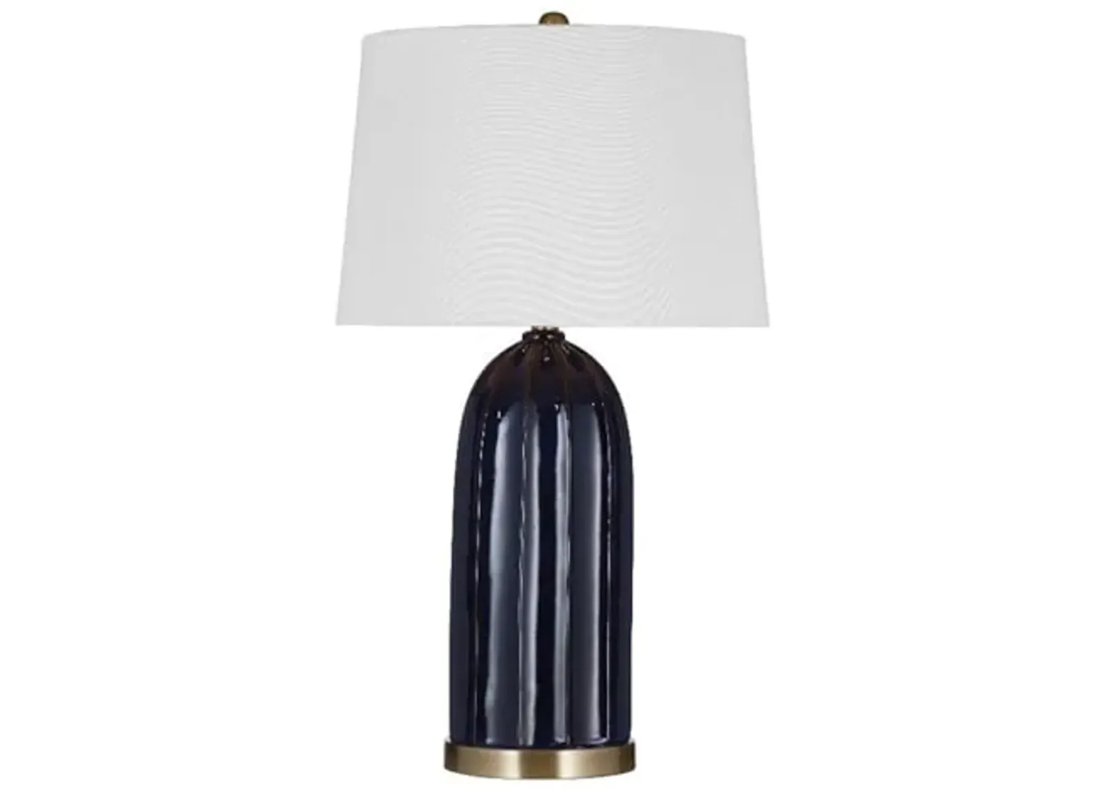 Susan Table Lamp in Ridged Navy Ceramic with Brass Base