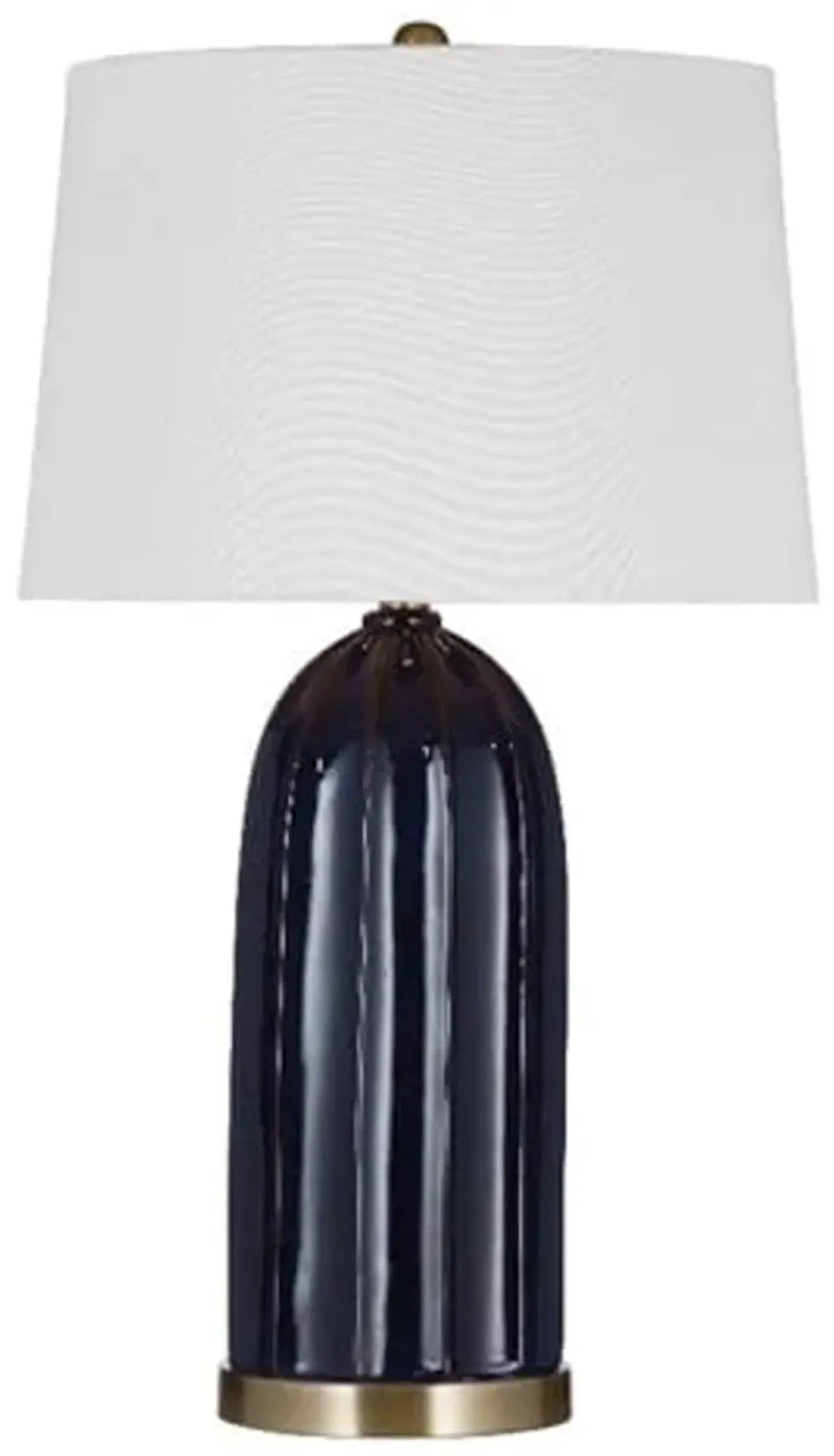 Susan Table Lamp in Ridged Navy Ceramic with Brass Base