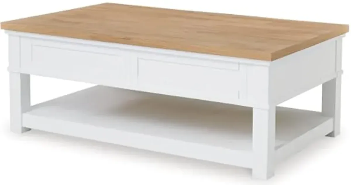 Signature Design by Ashley Ashbryn Coffee Table, 48" W x 28" D x 18" H, White & Light Brown