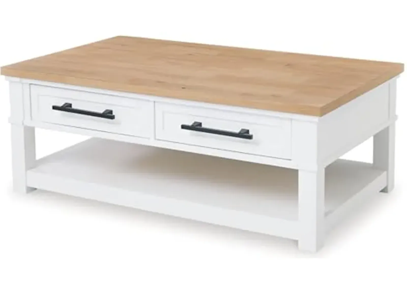 Signature Design by Ashley Ashbryn Coffee Table, 48" W x 28" D x 18" H, White & Light Brown