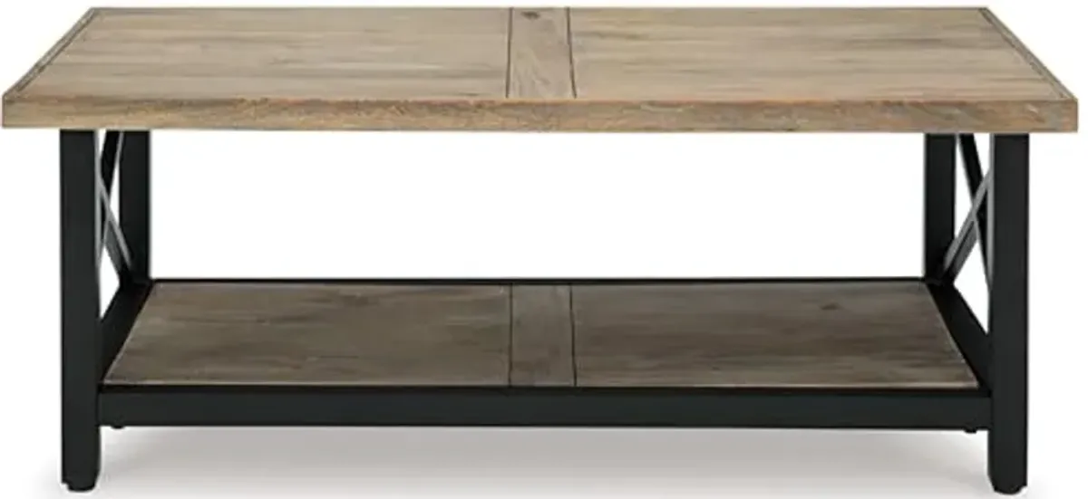 Signature Design by Ashley Bristenfort Coffee Table, 46" W x 26" D x 18" H, Light Brown & Black