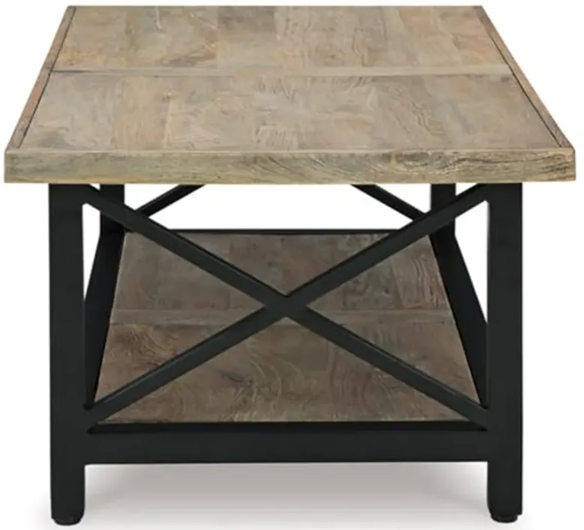 Signature Design by Ashley Bristenfort Coffee Table, 46" W x 26" D x 18" H, Light Brown & Black