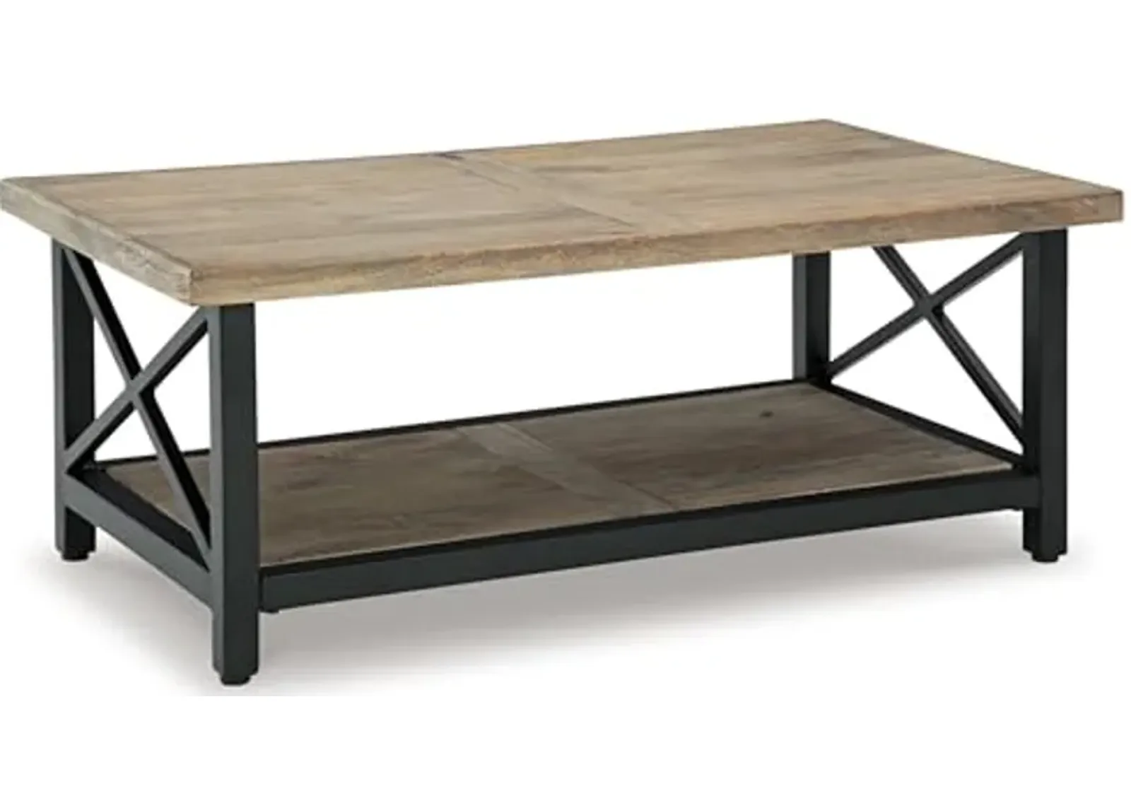 Signature Design by Ashley Bristenfort Coffee Table, 46" W x 26" D x 18" H, Light Brown & Black