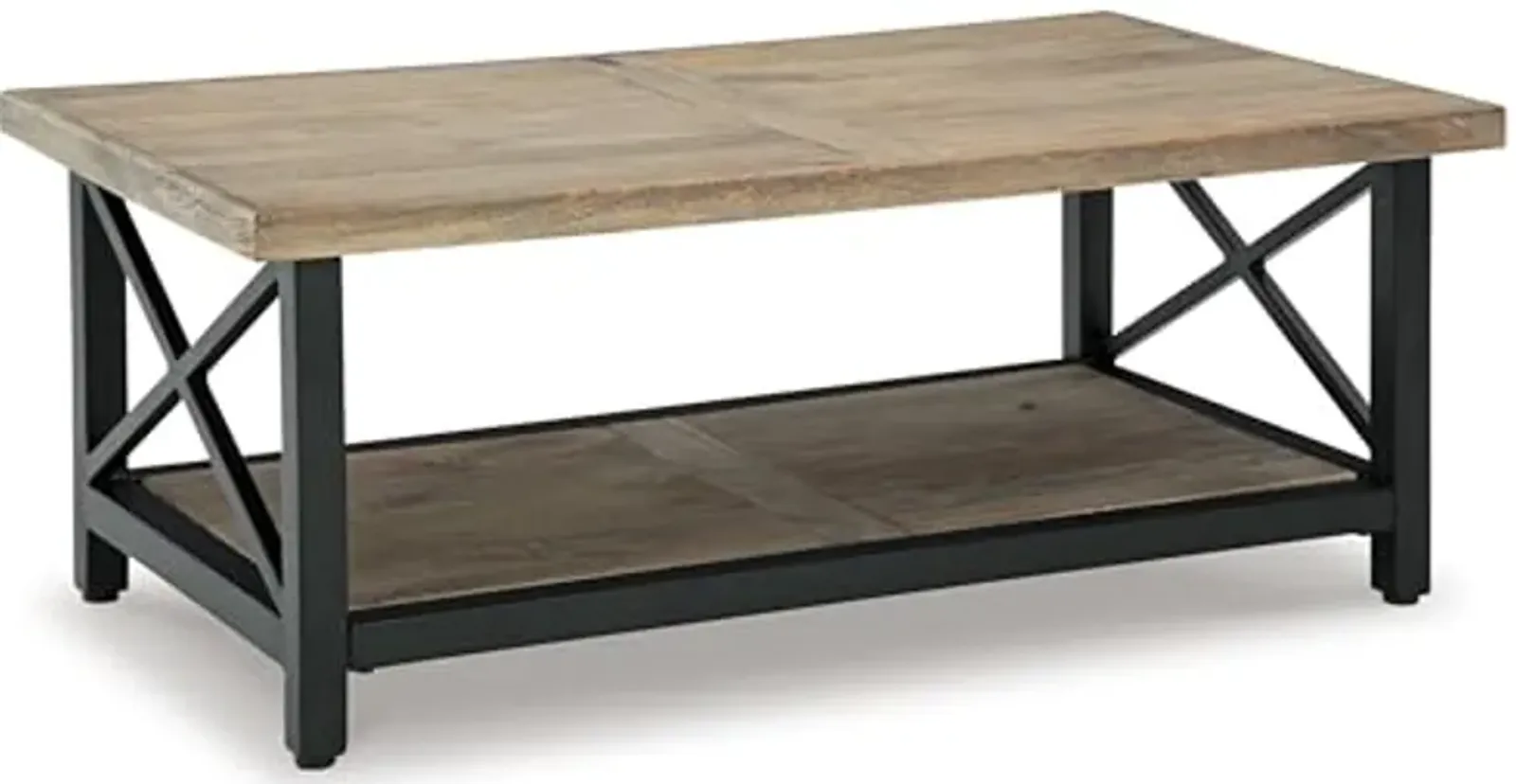 Signature Design by Ashley Bristenfort Coffee Table, 46" W x 26" D x 18" H, Light Brown & Black