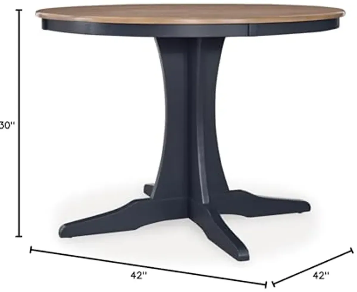 Signature Design by Ashley Landocken Casual Dining Table with Pedestal Base, Light Brown & Blue