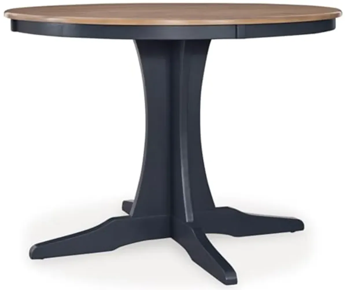 Signature Design by Ashley Landocken Casual Dining Table with Pedestal Base, Light Brown & Blue