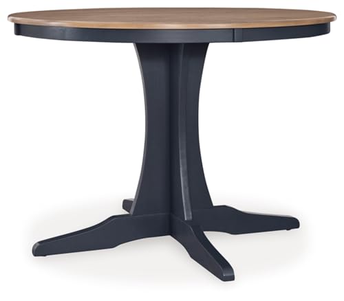 Signature Design by Ashley Landocken Casual Dining Table with Pedestal Base, Light Brown & Blue