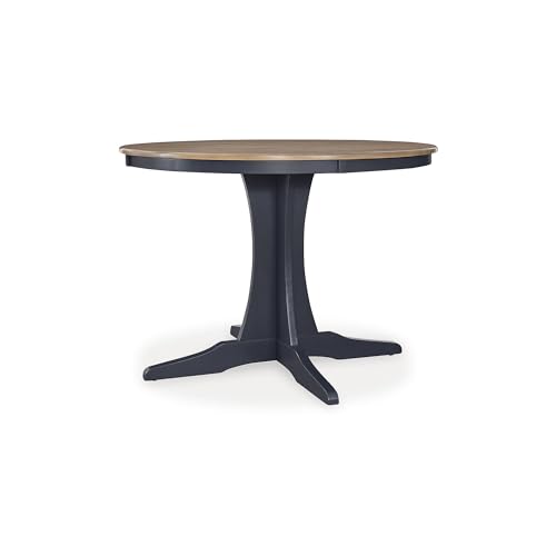 Signature Design by Ashley Landocken Casual Dining Table with Pedestal Base, Light Brown & Blue