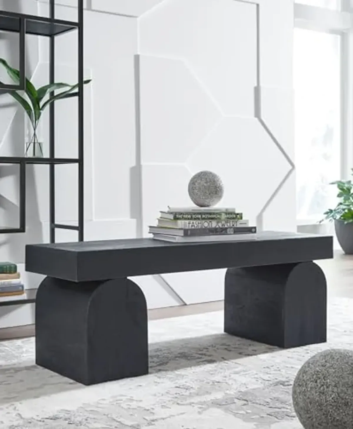 Signature Design by Ashley Holgrove Contemporary Accent Bench with Oversized Legs and for Living-Room, Home-Office or Entryway Use, Black