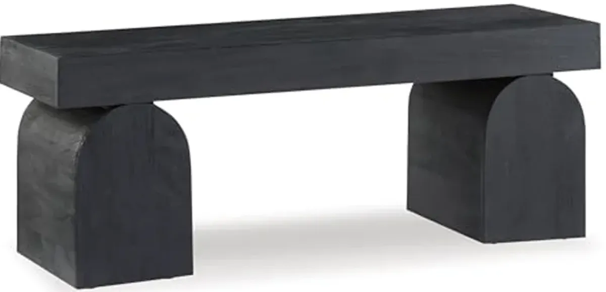 Signature Design by Ashley Holgrove Contemporary Accent Bench with Oversized Legs and for Living-Room, Home-Office or Entryway Use, Black