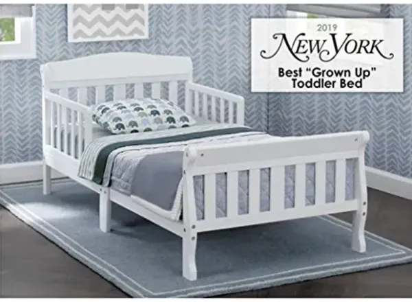 Delta Children Canton Toddler Bed, White & Twinkle Stars Dual Sided - 6" Premium Sustainably Sourced Fiber Core Crib and Toddler Mattress - Waterproof - GREENGUARD Gold Certified - 7 Year Warranty