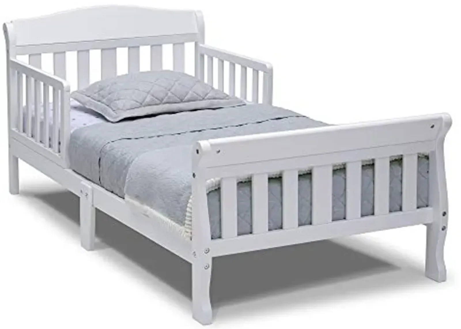 Delta Children Canton Toddler Bed, White & Twinkle Stars Dual Sided - 6" Premium Sustainably Sourced Fiber Core Crib and Toddler Mattress - Waterproof - GREENGUARD Gold Certified - 7 Year Warranty