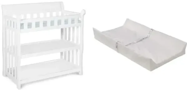 Delta Children Eclipse Changing Table with Changing Pad, White & Foam Contoured Changing Pad with Waterproof Cover