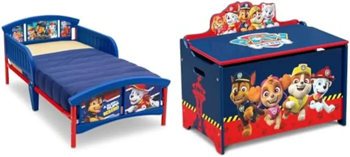 Delta Children Plastic Toddler Bed, Nick Jr. PAW Patrol & Deluxe Toy Box, PAW Patrol