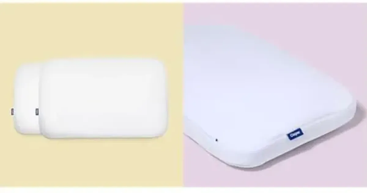 Casper Hybrid Pillow for Sleeping, Standard, White & Sleep Foam Pillow, Standard, White