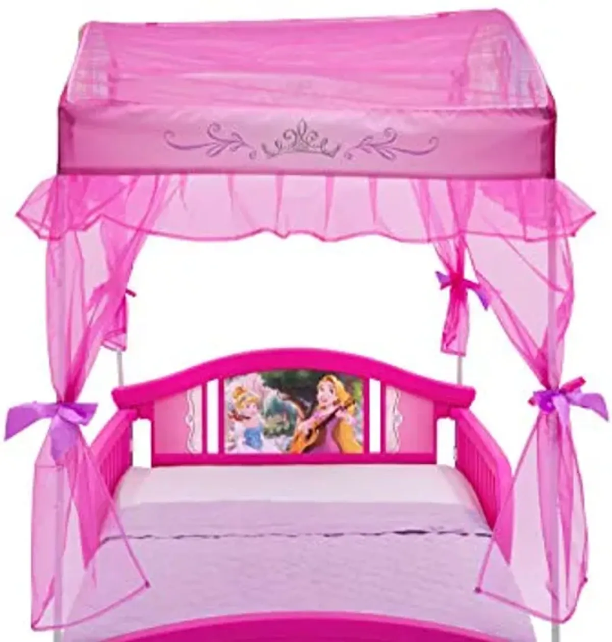 Delta Children Canopy Toddler Bed, Disney Princess & Kids Table and Chair Set with Storage (2 Chairs Included) - Ideal for Arts & Crafts, Snack Time, Homeschooling, Homework & More, Disney Princess