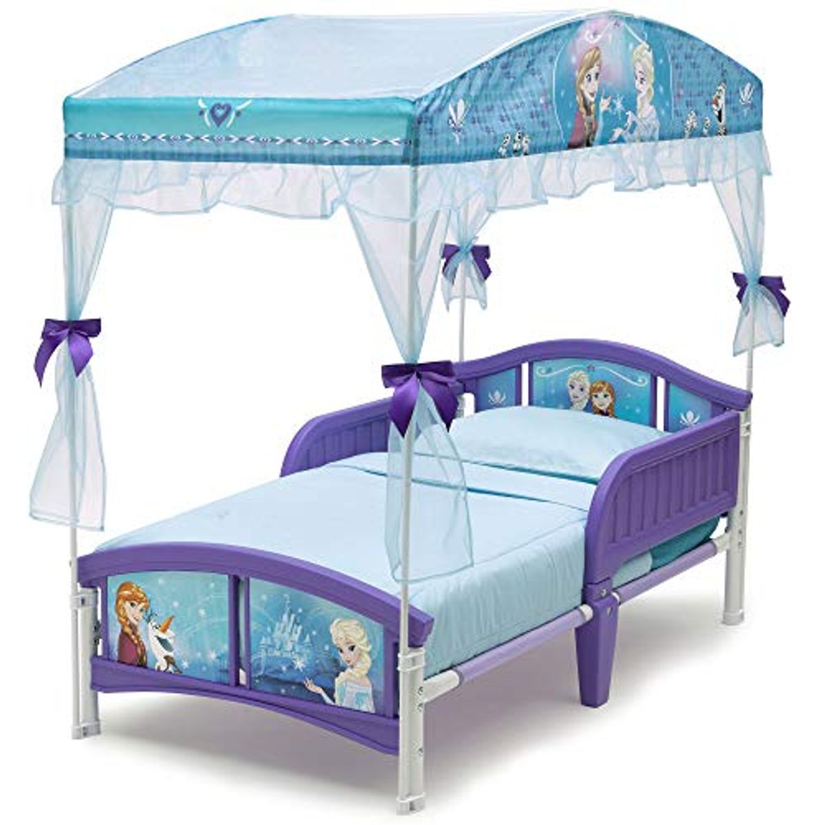 Delta Children Canopy Toddler Bed, Disney Frozen & Kids Table and Chair Set with Storage (2 Chairs Included) - Ideal for Arts & Crafts, Snack Time, Homeschooling, Homework & More, Disney Frozen II