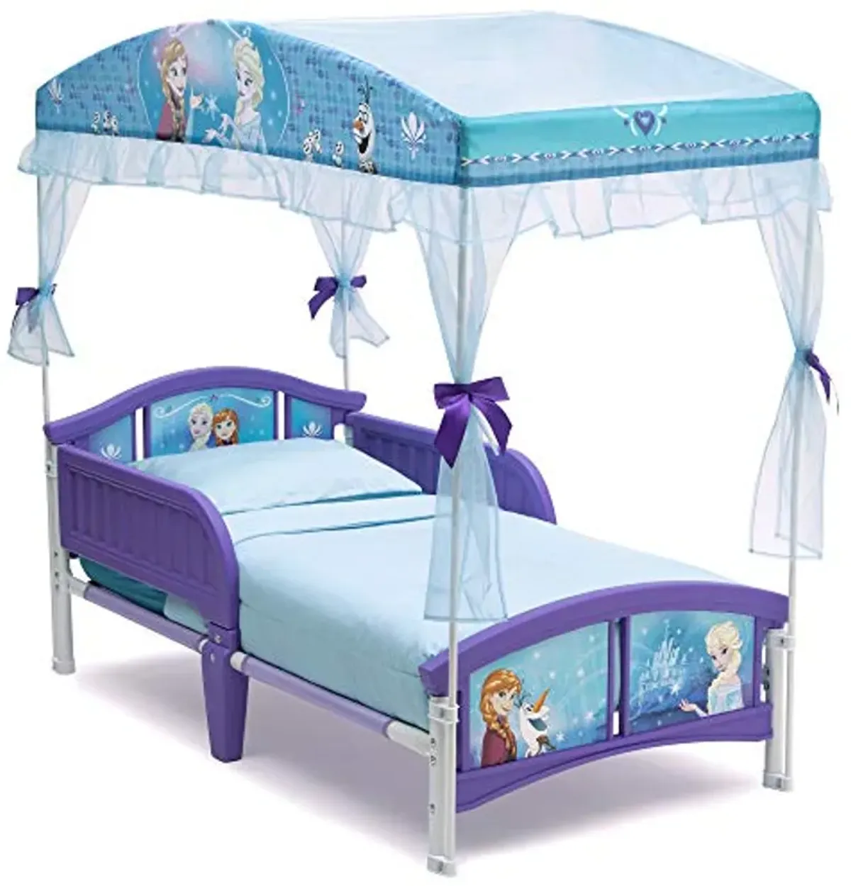 Delta Children Canopy Toddler Bed, Disney Frozen & Kids Table and Chair Set with Storage (2 Chairs Included) - Ideal for Arts & Crafts, Snack Time, Homeschooling, Homework & More, Disney Frozen II