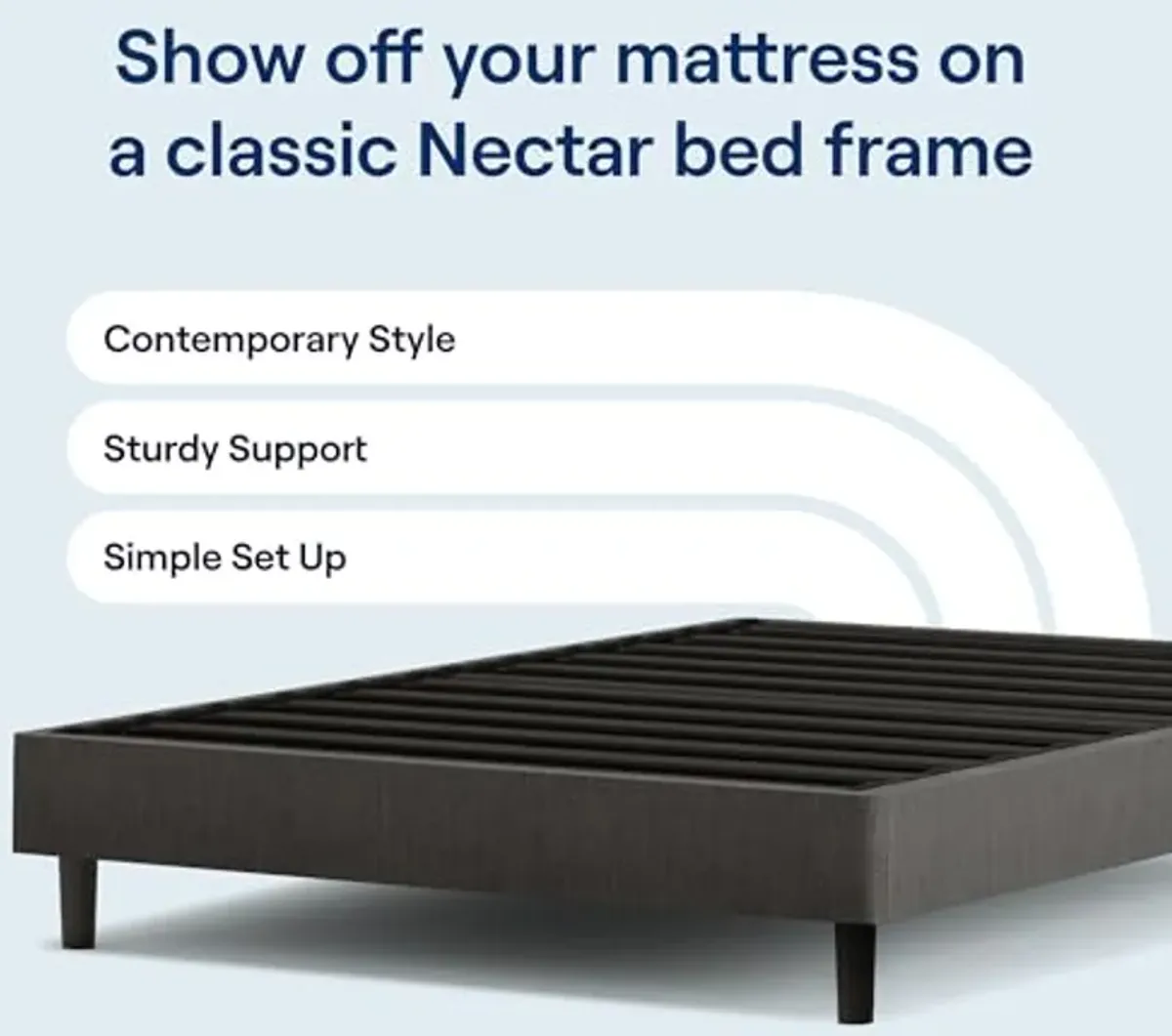 Nectar Twin Mattress 12 Inch - Medium Firm Gel Memory Foam & Bed Frame - Twin - Grey - 8 Inch Legs - Sturdy Wooden Slats for Support