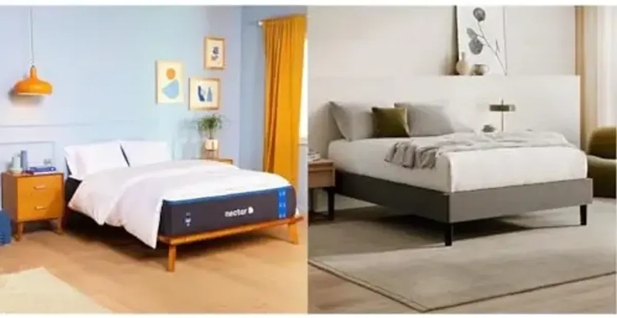 Nectar Twin Mattress 12 Inch - Medium Firm Gel Memory Foam & Bed Frame - Twin - Grey - 8 Inch Legs - Sturdy Wooden Slats for Support