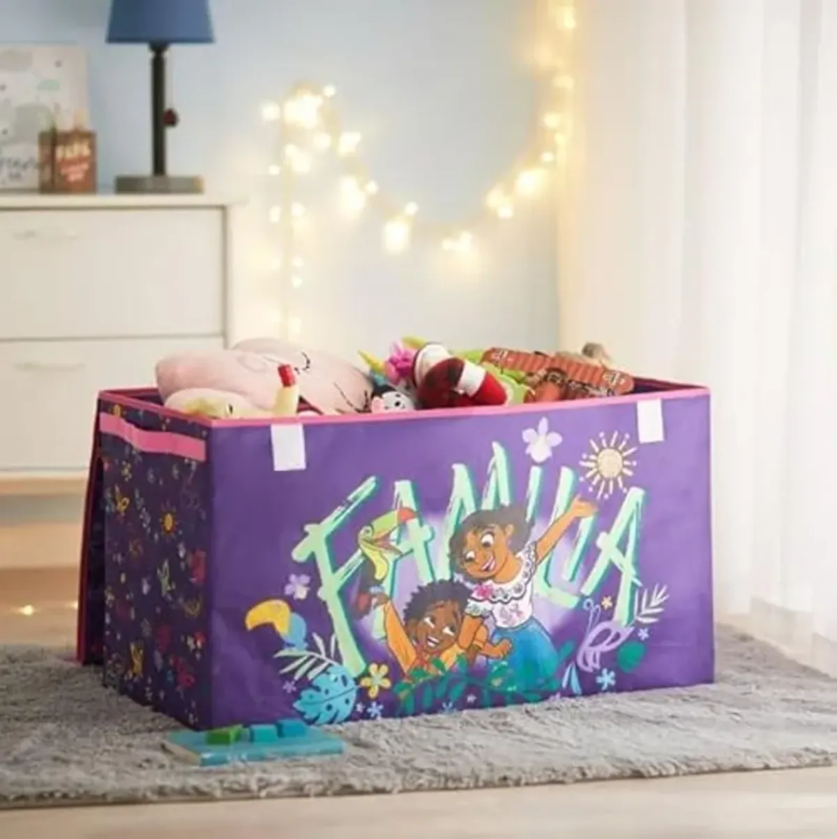 Idea Nuova Disney Encanto 4 Piece Kids Room Collapsible Storage Set with Trunk,Pop Up Hamper and 2 Cubes