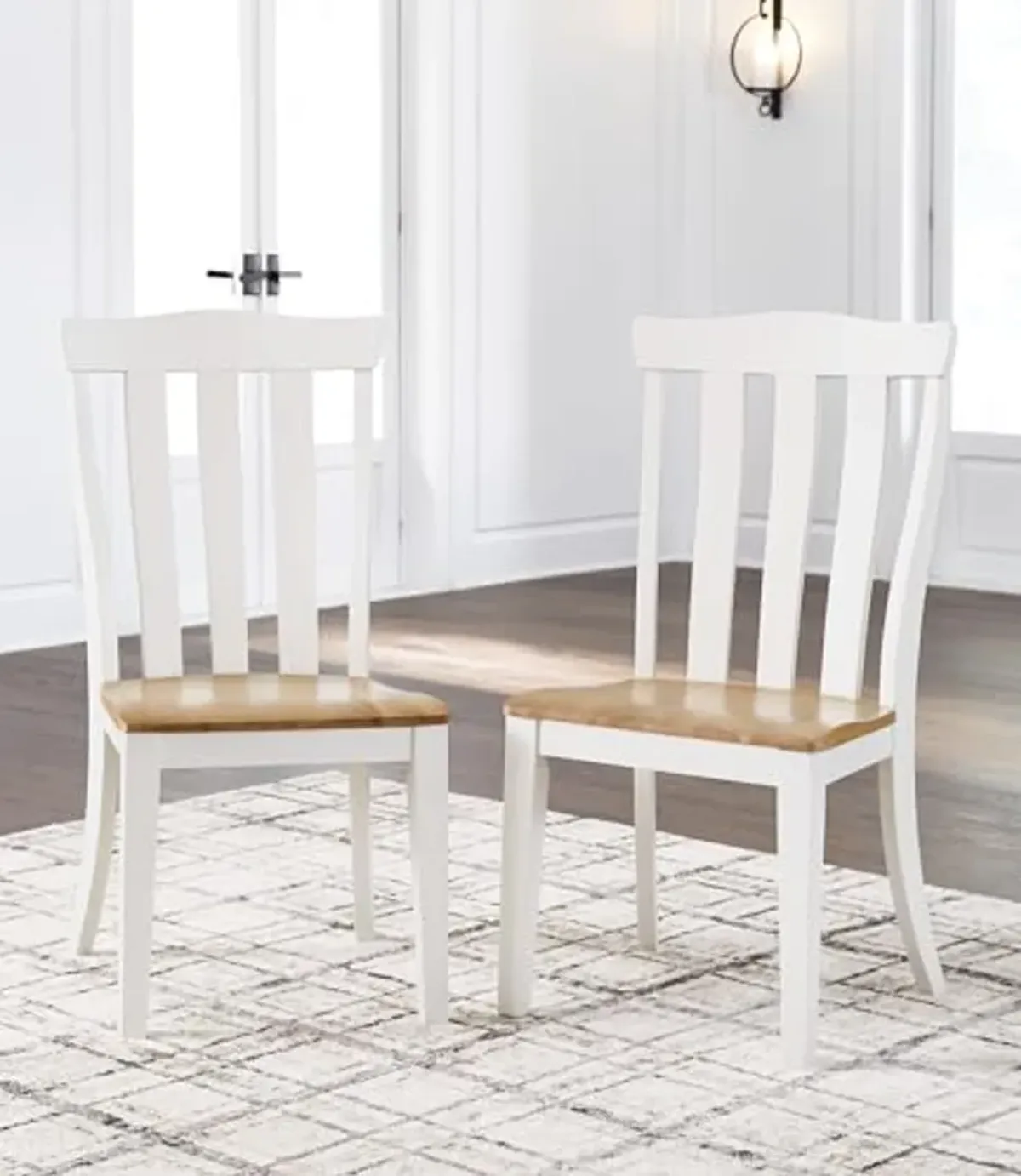 Signature Design by Ashley Ashbryn Dining Chair, Set of 2, 21" W x 21" D x 40" H, White & Light Brown