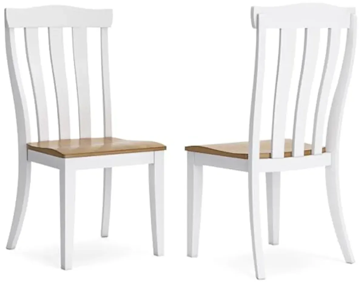 Signature Design by Ashley Ashbryn Dining Chair, Set of 2, 21" W x 21" D x 40" H, White & Light Brown