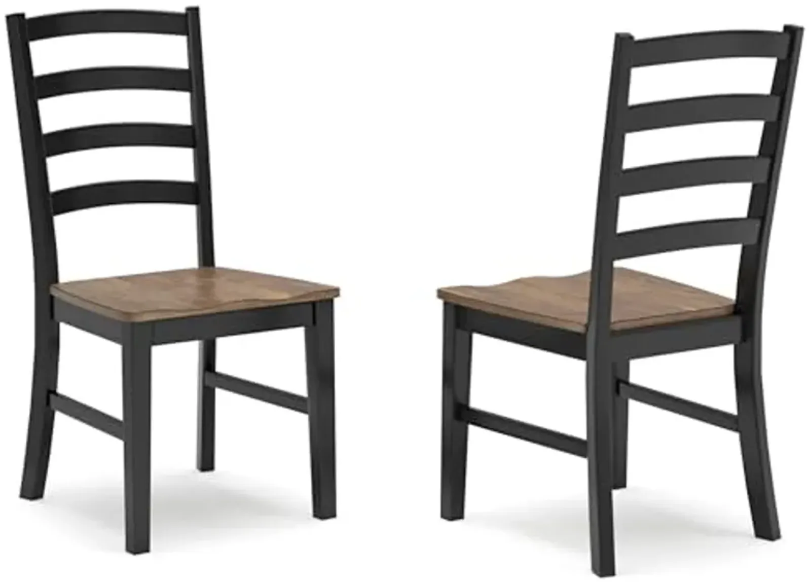 Signature Design by Ashley Wildenauer Rustic Armless Dining Chair, Set of 2, Black & Light Brown