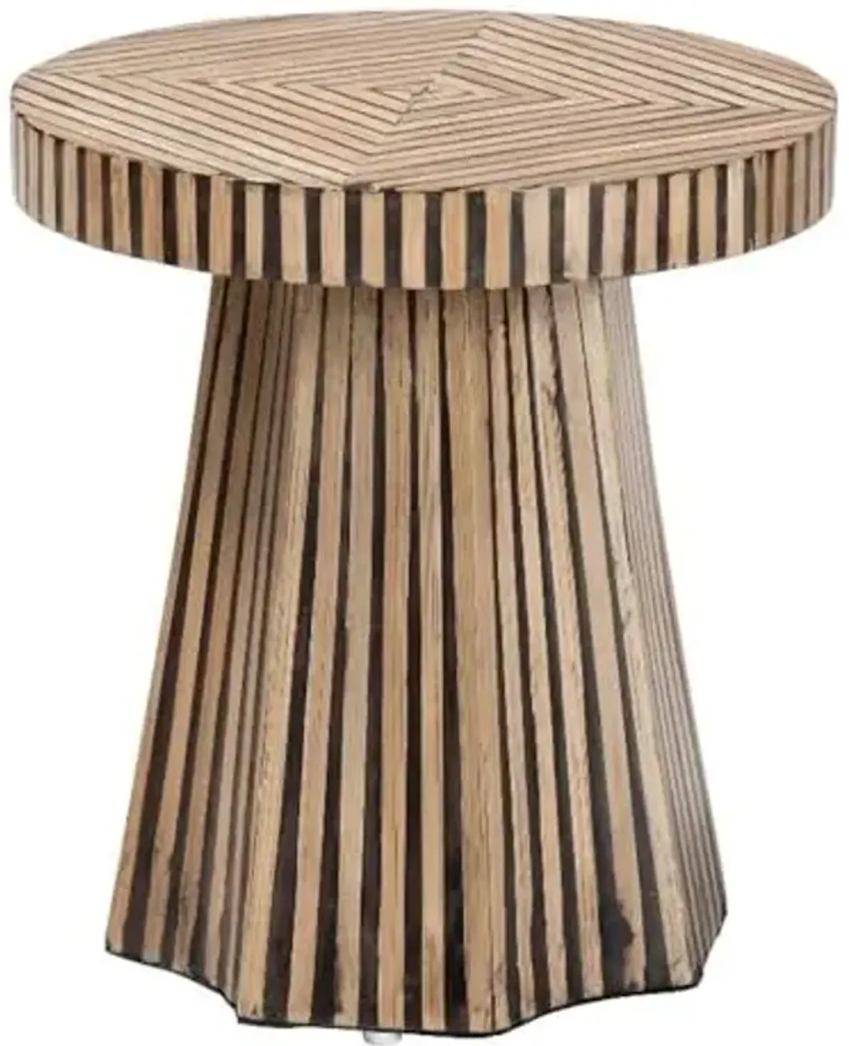 Baxton Studio Devika Round Bamboo End Table in Natural and Dark Brown