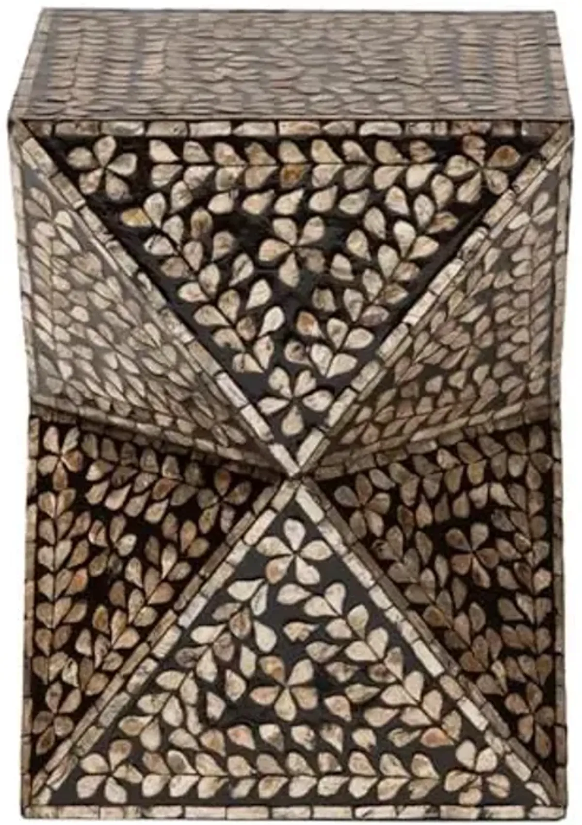 Baxton Studio Feronia Wood & Mother of Pearl End Table in Black and Bronze