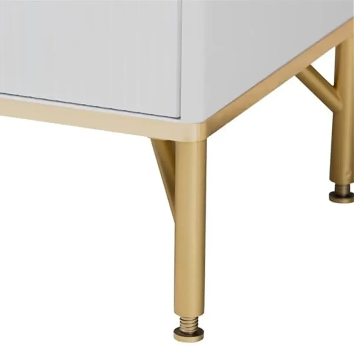 Baxton Studio Lilac Modern Glam White Wood and Gold Metal 2-Drawer Nightstand