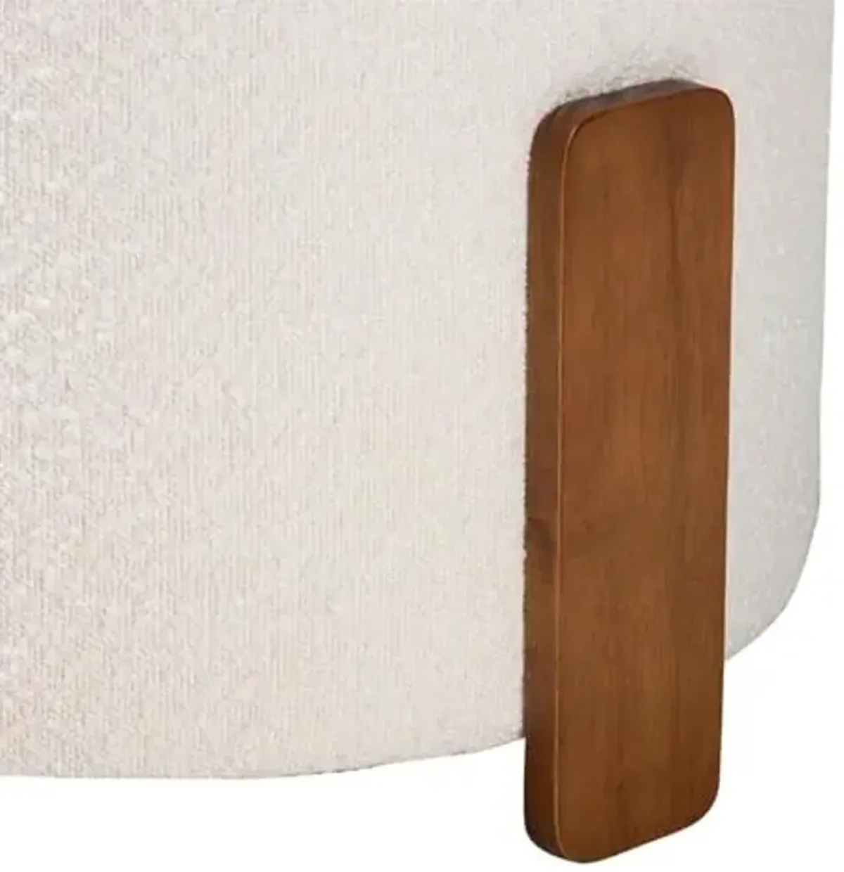 Baxton Studio Finlay Cream Boucle Fabric and Brown Wood Ottoman Footstool