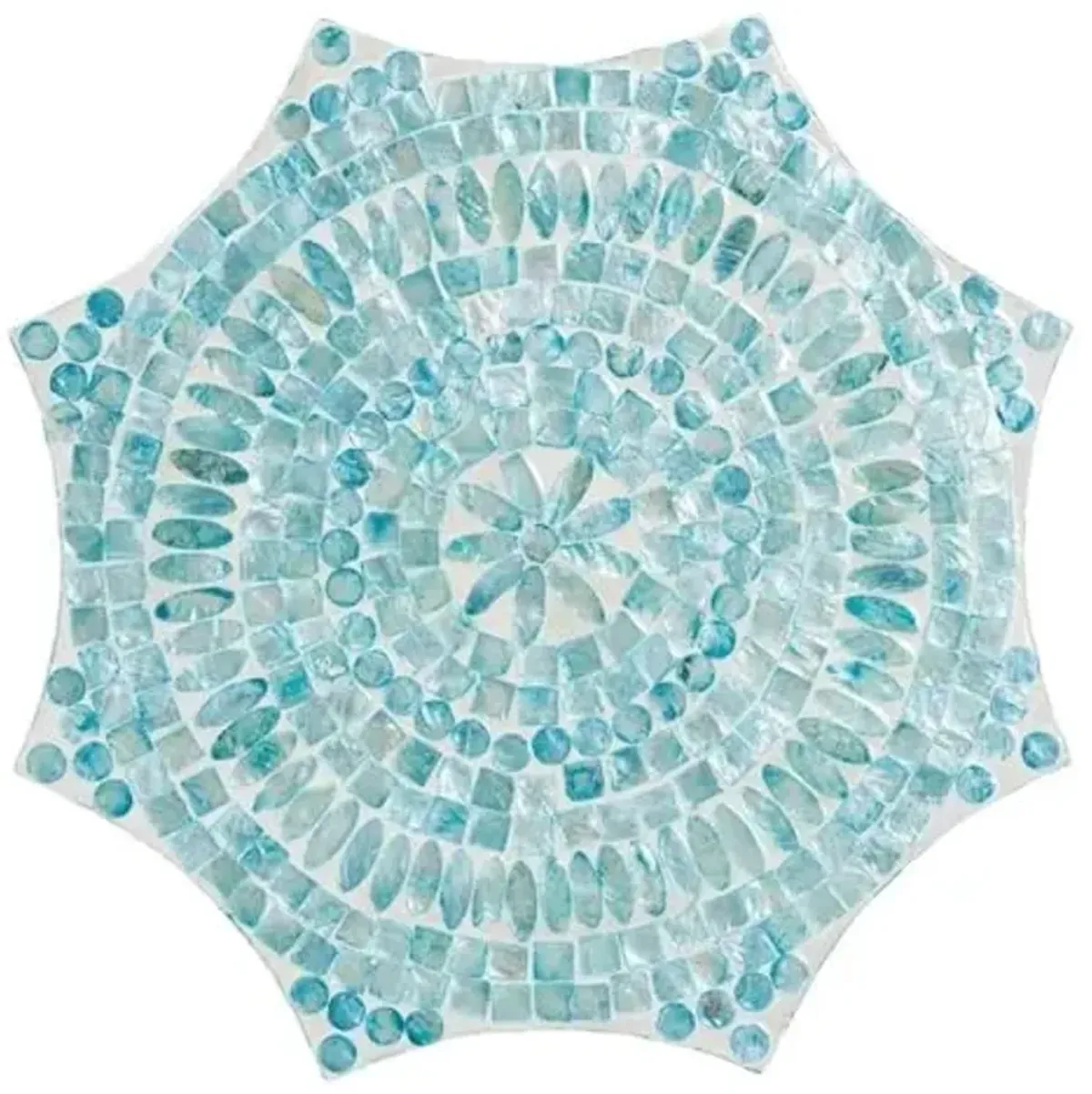 Baxton Studio Olesia Modern Bohemian Mosaic Teal Mother of Pearl End Table