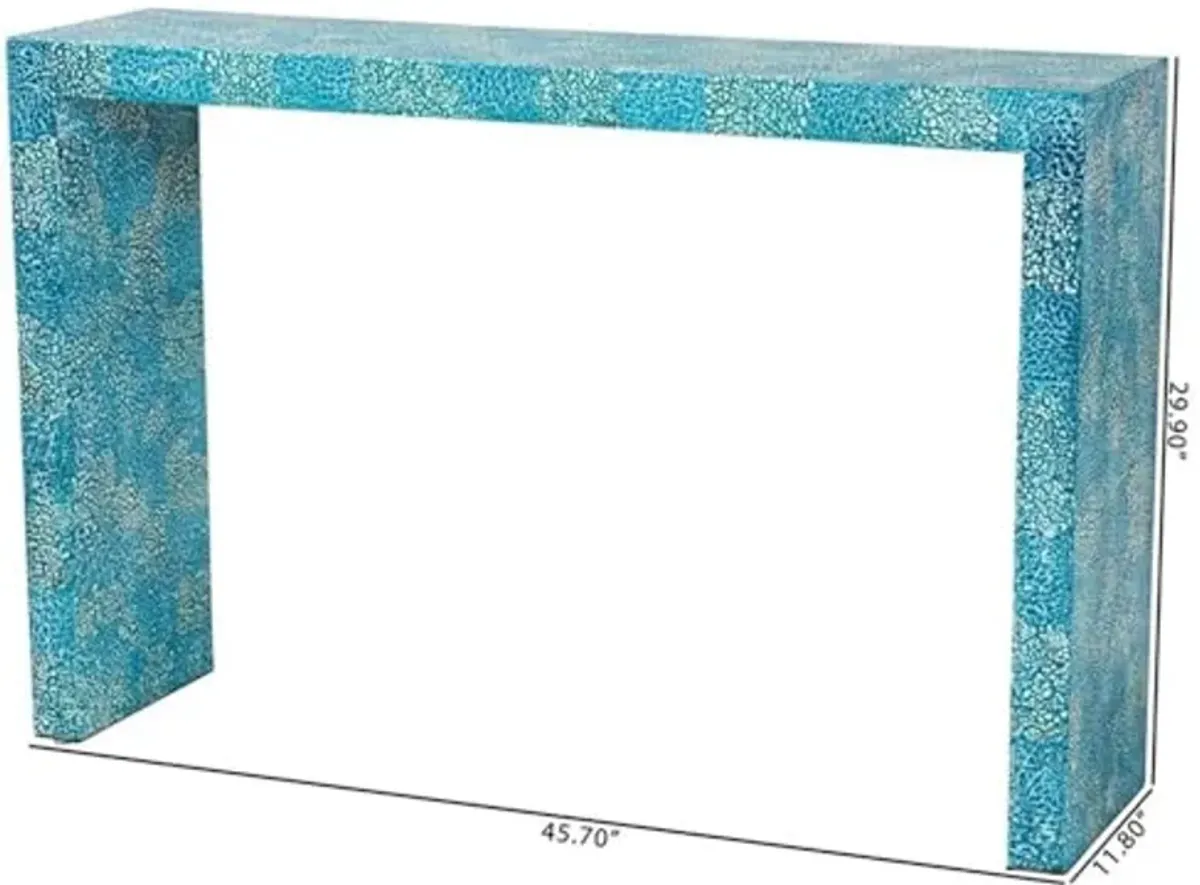 Baxton Studio Veruca Modern Bohemian Turquoise Mother of Pearl Console Table