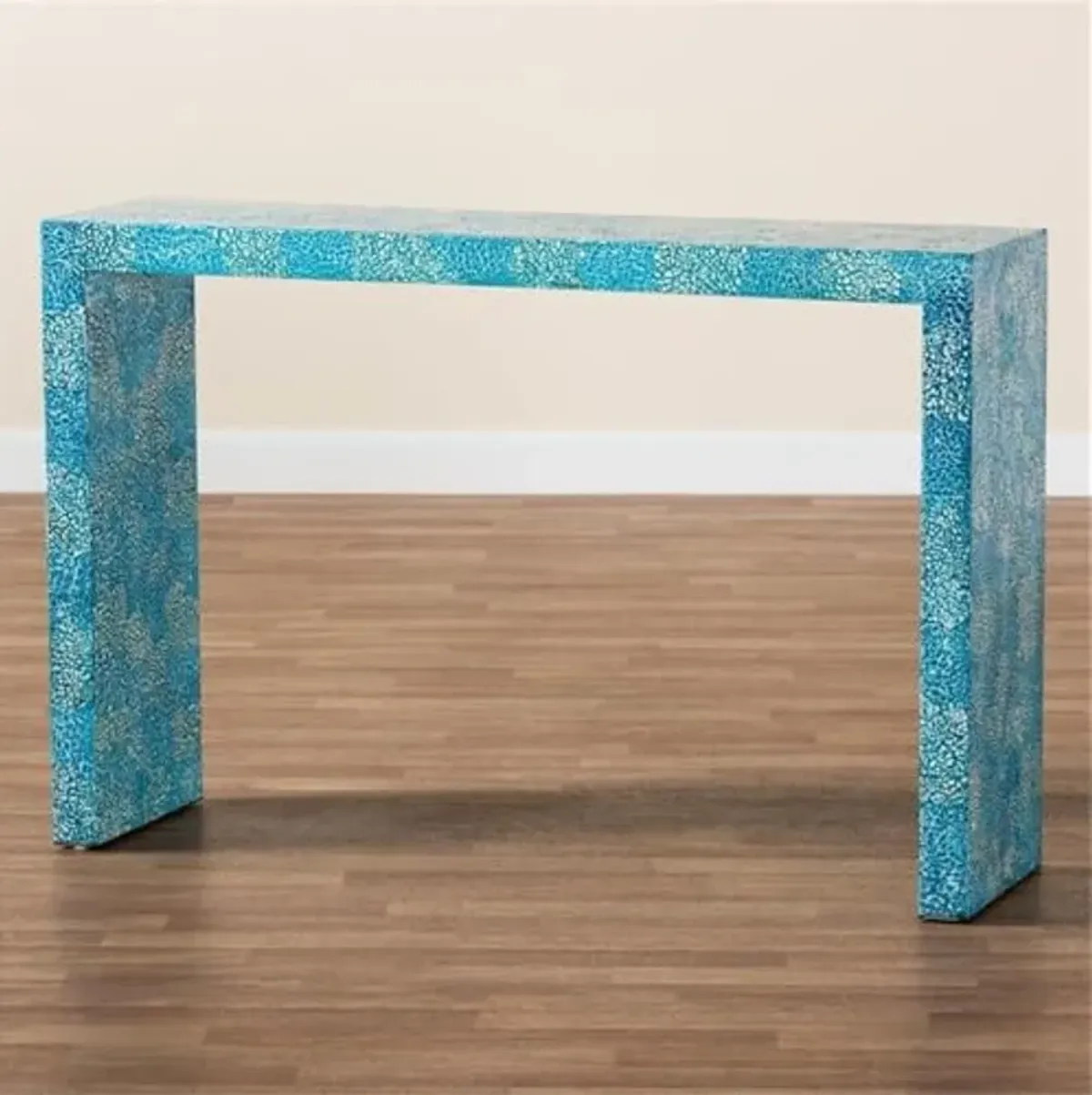 Baxton Studio Veruca Modern Bohemian Turquoise Mother of Pearl Console Table