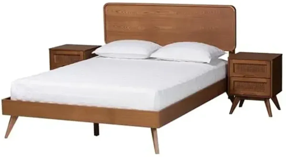 Baxton Studio Demeter Walnut Brown Finished Wood Queen Size 3-Piece Bedroom Set