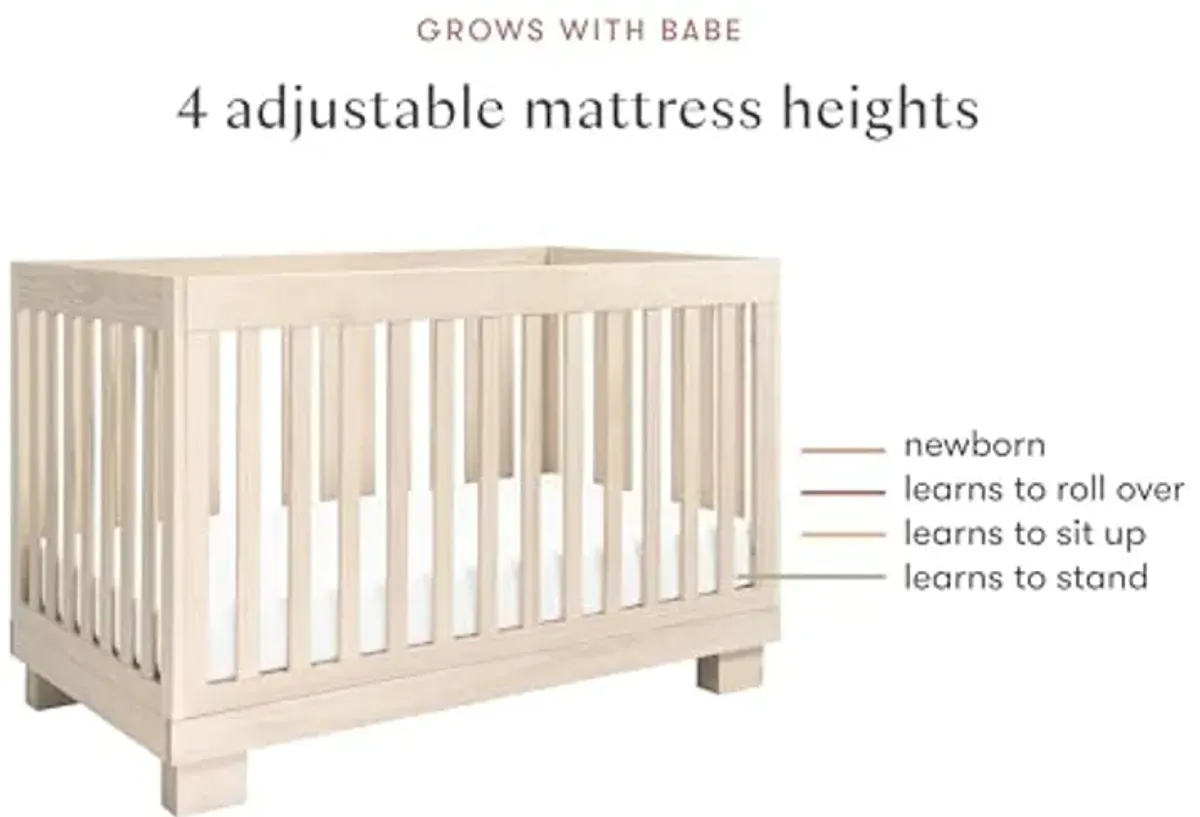 babyletto Modo 3-in-1 Convertible Crib with Toddler Bed Conversion Kit in Washed Natural, Greenguard Gold Certified