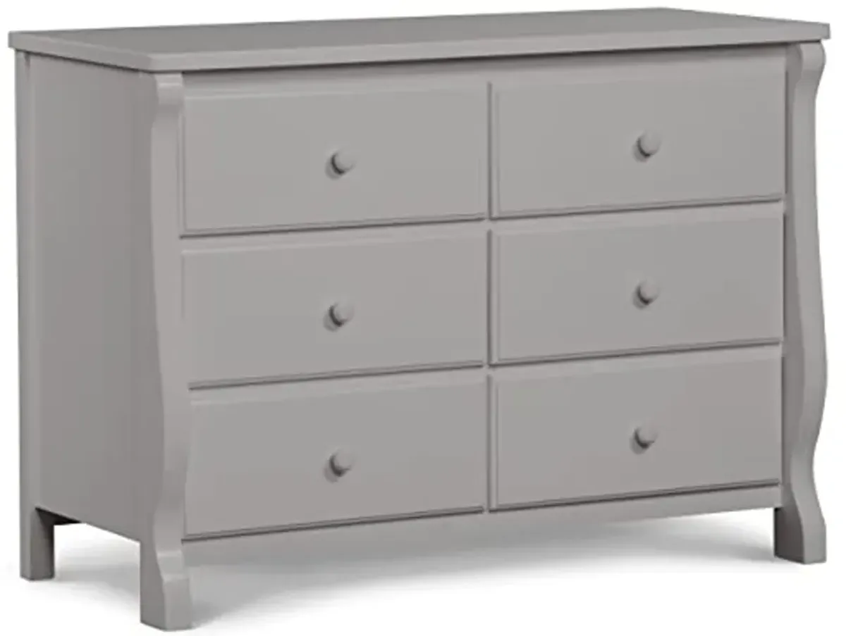 Delta Children Universal 6 Drawer Dresser with Interlocking Drawers - Greenguard Gold Certified, Grey & Infant Changing Table with Pad, Grey