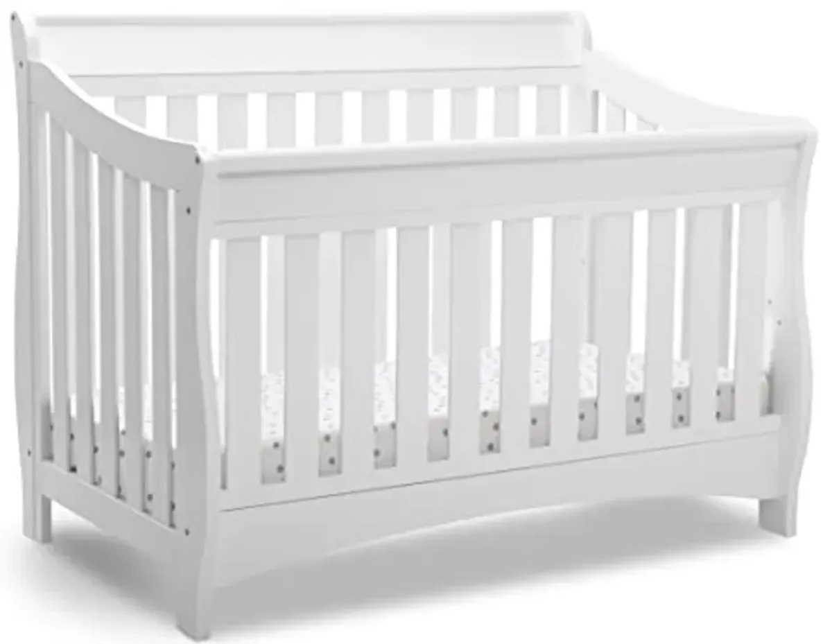 Delta Children Universal 6 Drawer Dresser with Interlocking Drawers - Greenguard Gold Certified, Grey & Bentley S Series 4-in-1 Convertible Baby Crib, White