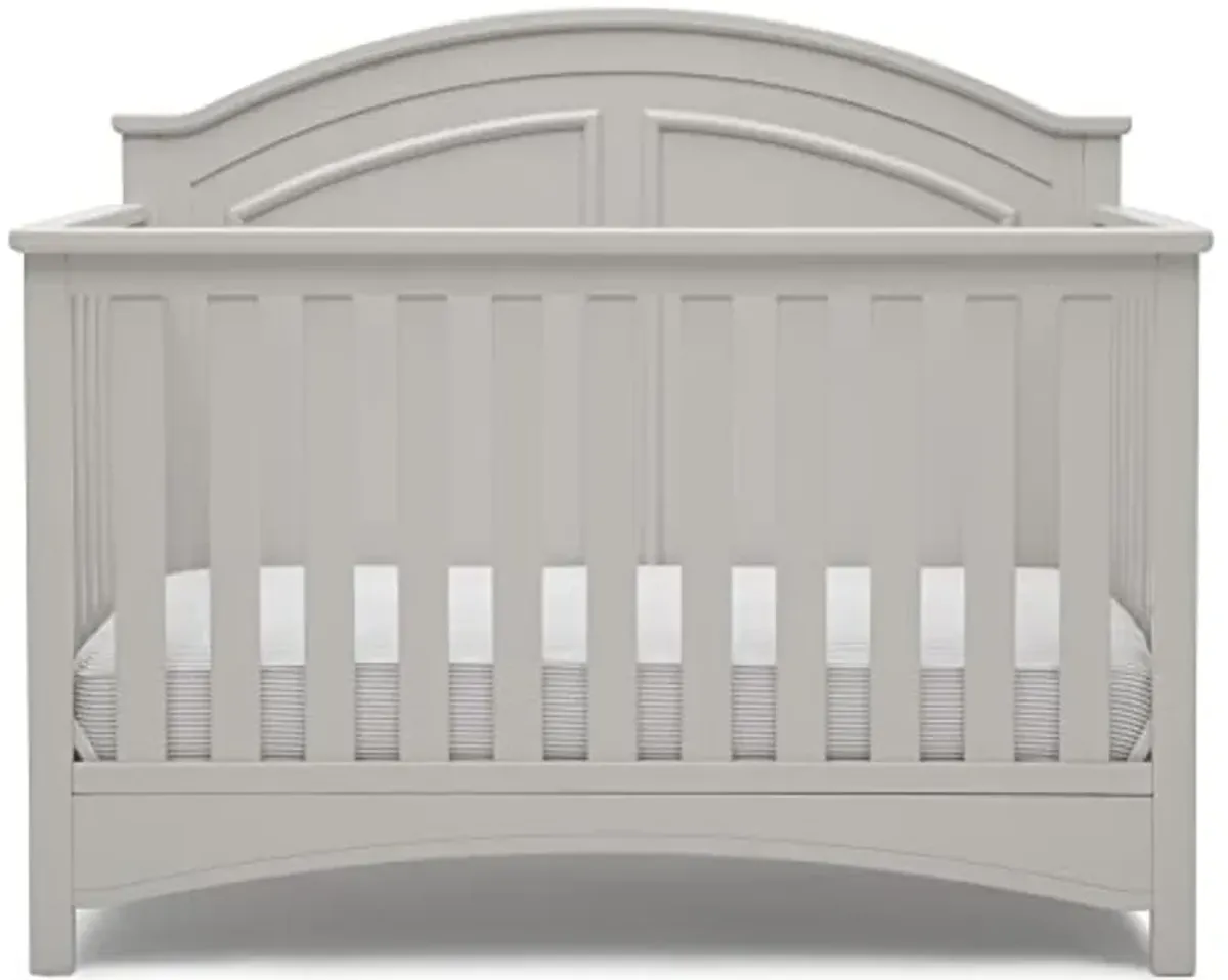 Delta Children Perry 6-in-1 Convertible Crib - Greenguard Gold Certified, Moonstruck Grey & Infant Changing Table with Pad, Grey