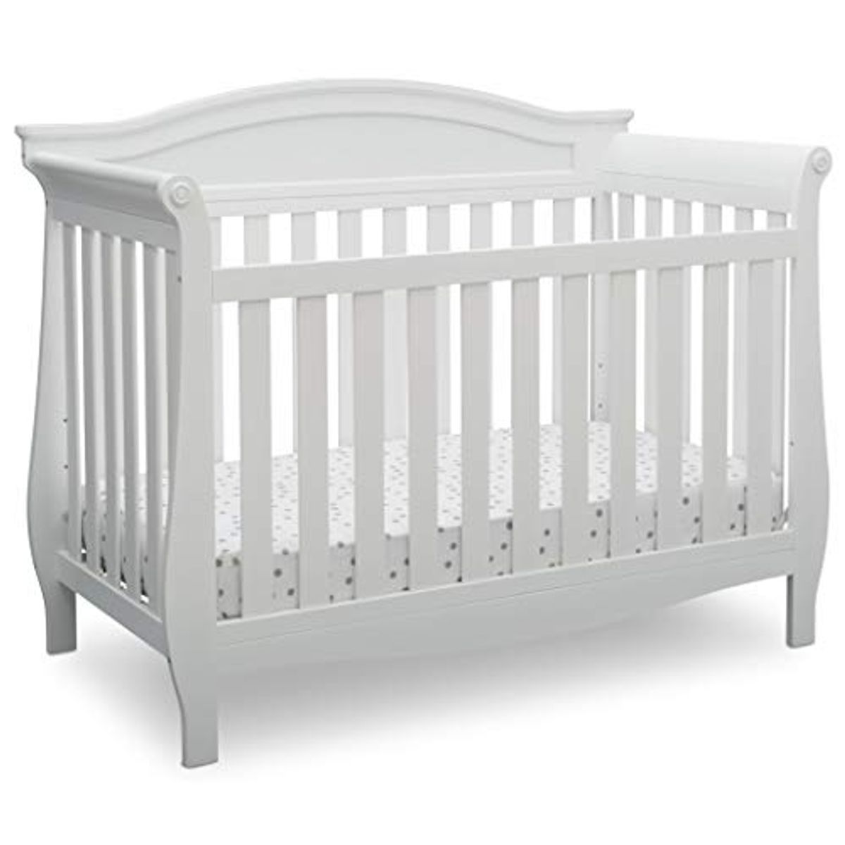 Delta Children Lancaster 4-in-1 Convertible Baby Crib, Bianca White & Contoured Changing Pad, White